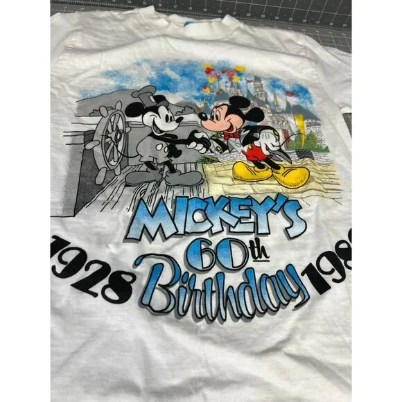 Vintage Mickey Mouse 60th Birthday Tee 1928-1988 Men's S 100% Cotton Disney - Picture 5 of 10